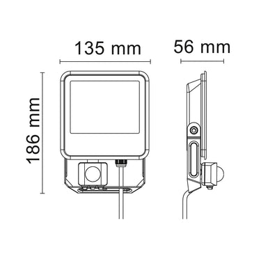 Proiettore LED 30W - 4000K - Grigio - PIR Sensor